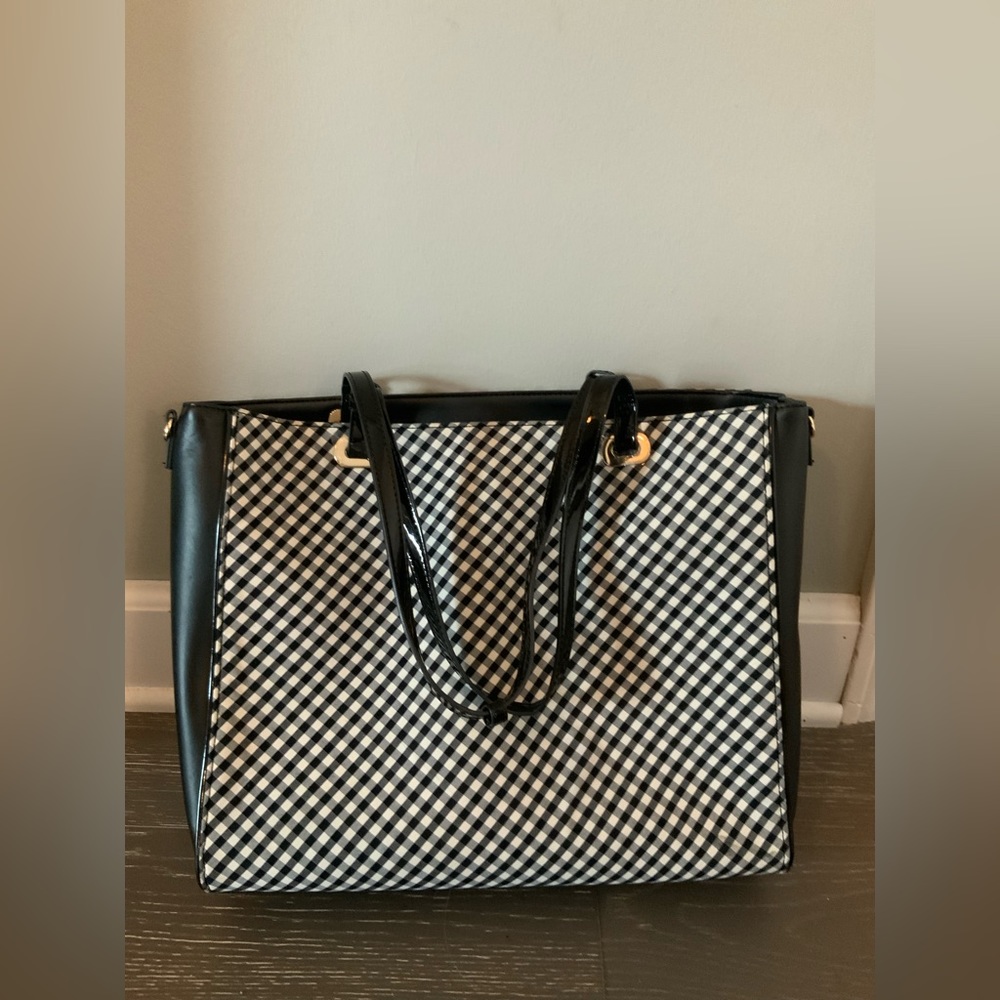 WHBM gingham black& white tote.
